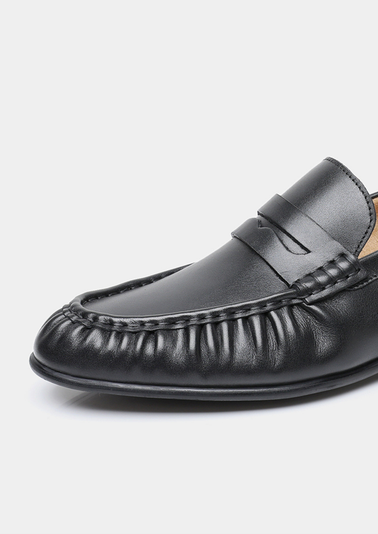 Black Classic Penny Leather Loafers | Portovelli