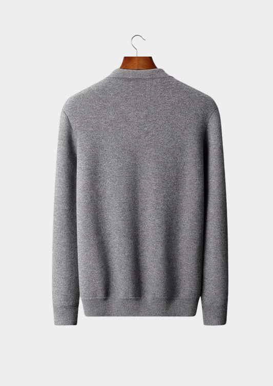 Pure Extra-Fine Merino Wool Polo Zip Cardigan | Portovelli