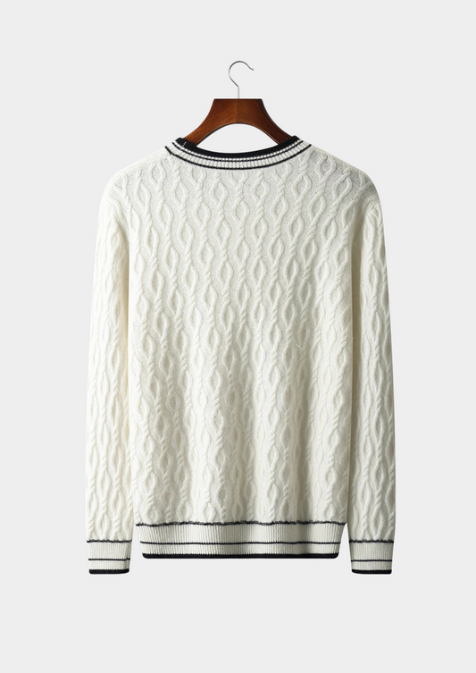 Pure Extra-Fine Merino Wool Jacquard Crewneck | Portovelli
