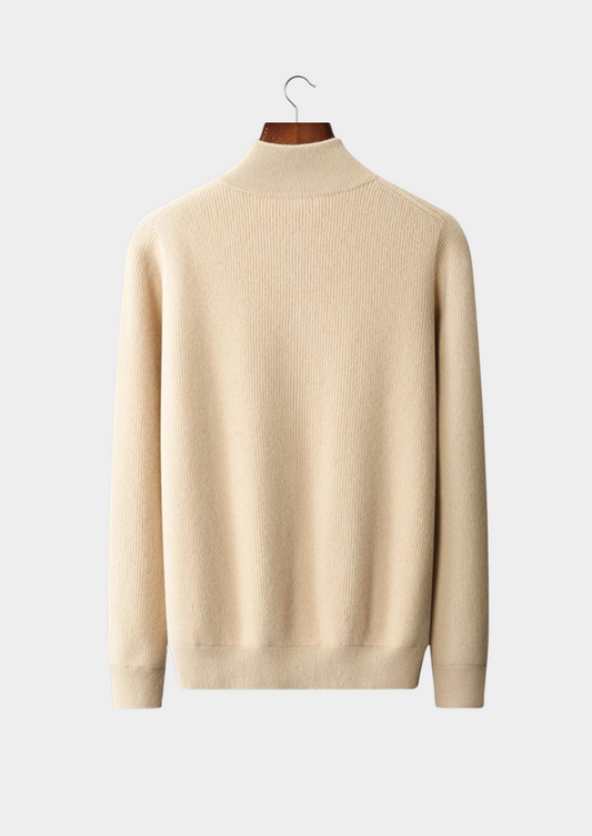 Pure Extra-Fine Merino Wool Ribbed Zip Cardigan | Portovelli