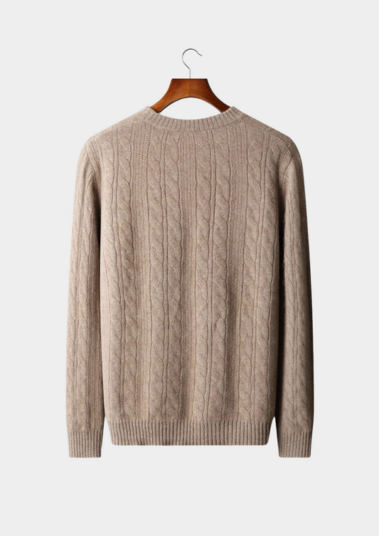 Pure Extra-Fine Merino Wool Cable Crewneck | Portovelli
