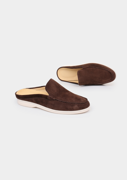 Coffee Marina Suede Slipper | Portovelli