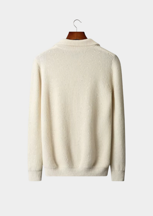 Pure Extra-Fine Merino Wool Ribbed Half-Zip | Portovelli