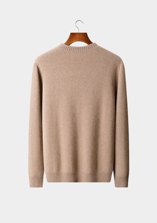 Pure Cashmere Beige Essential Crewneck | Portovelli