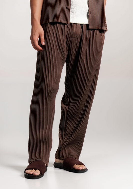 Coffee Pleated Summer Set | Portovelli