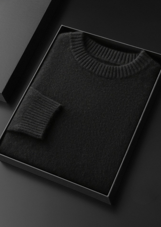 Pure Cashmere Black Essential Crewneck | Portovelli