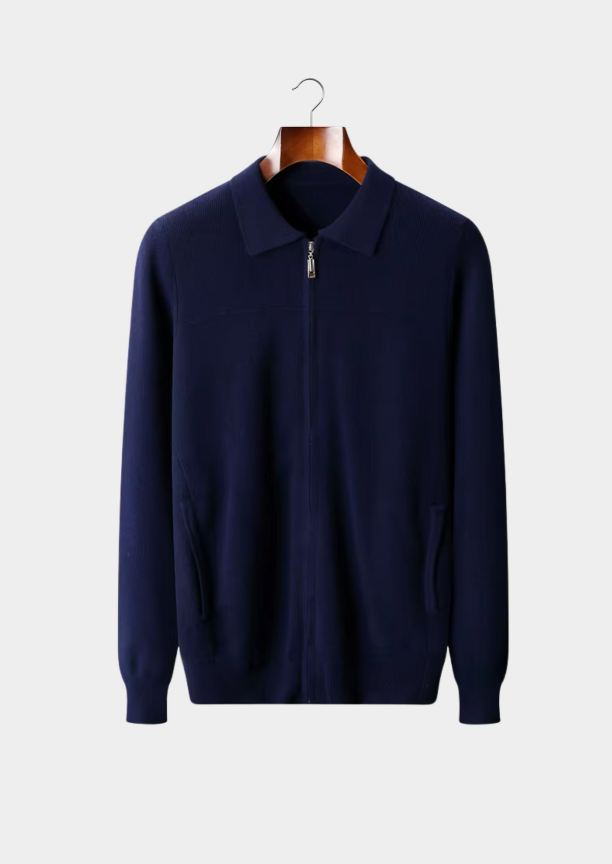 Pure Extra-Fine Merino Wool Ribbed Polo Cardigan | Portovelli