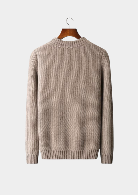 Pure Cashmere Beige Heavyweight Crewneck | Portovelli