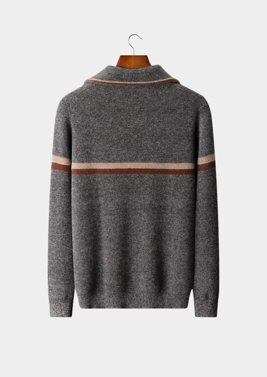 Pure Cashmere Striped Zip Cardigan | Portovelli