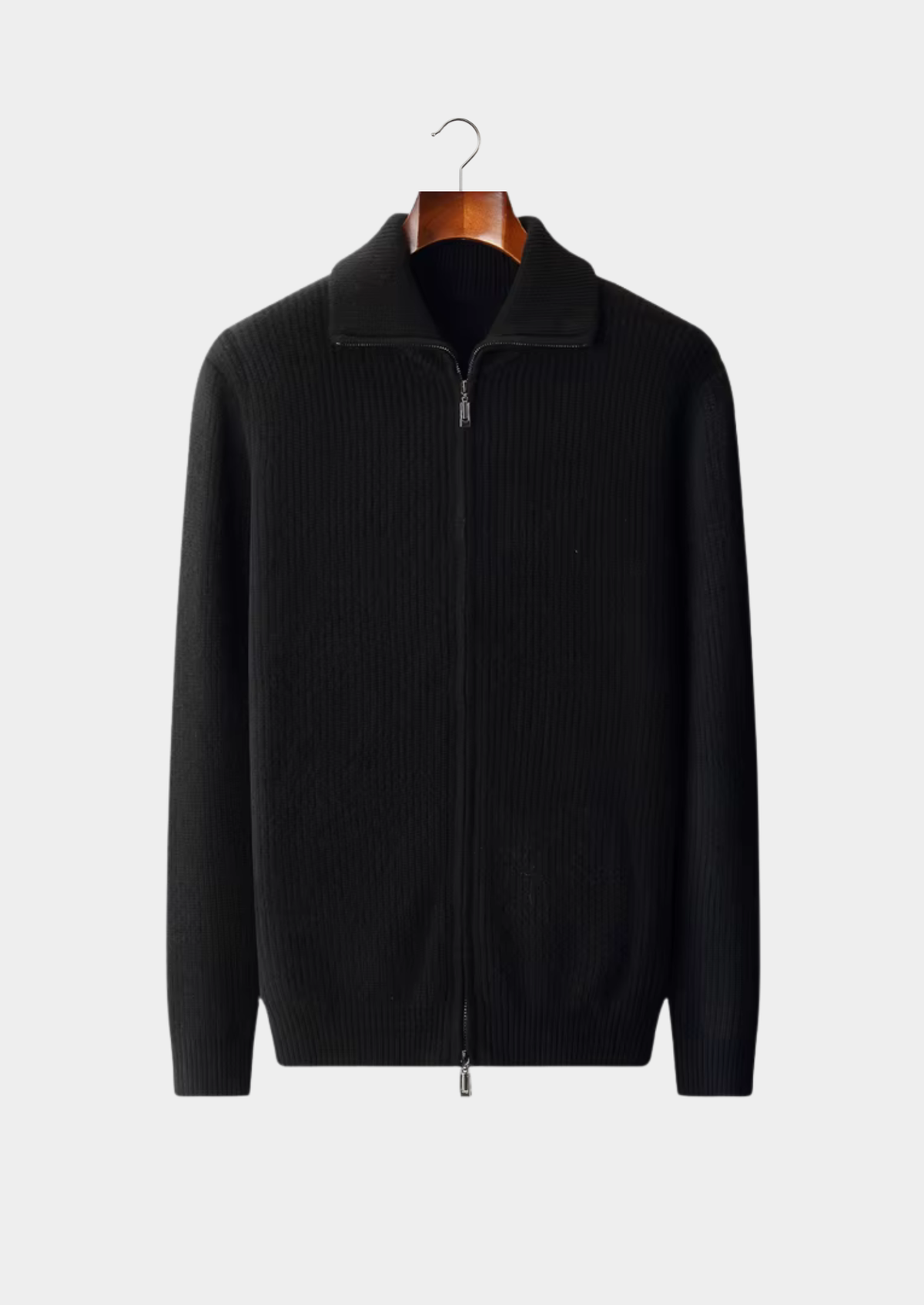 Pure Extra-Fine Merino Wool Funnel Neck Dual Zip Cardigan | Portovelli