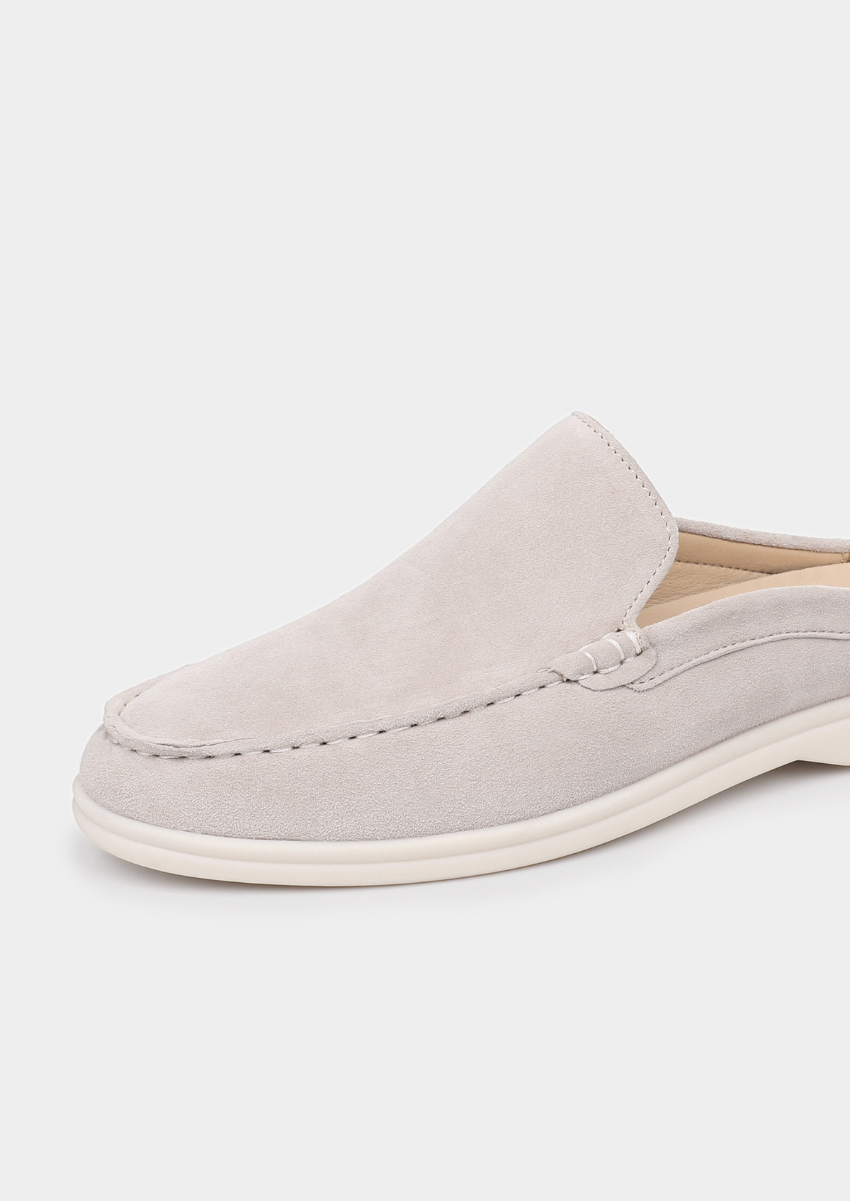 Light Gray Marina Suede Slipper | Portovelli