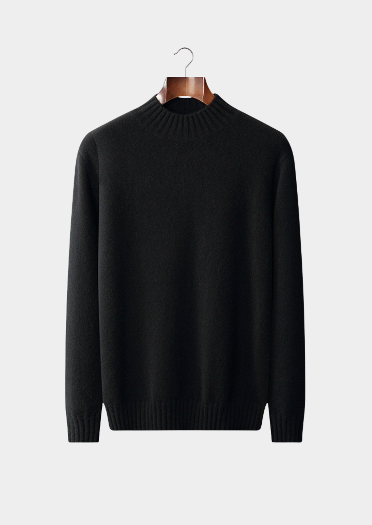 Pure Cashmere Black Mockneck Sweater | Portovelli