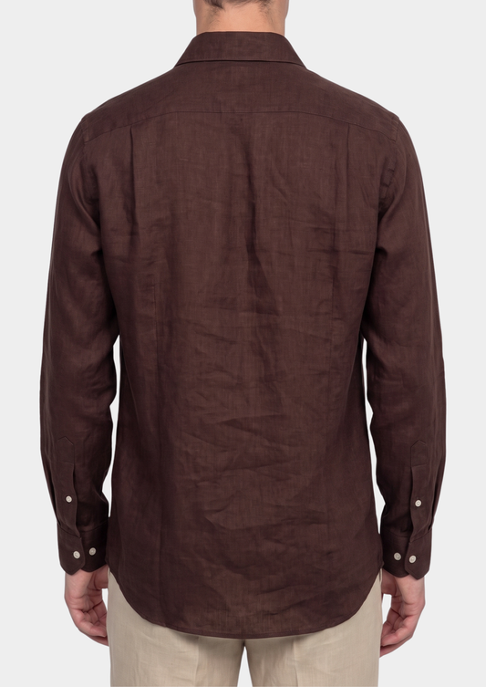 Amalfi Coastal Shirt - Dark Brown | Portovelli