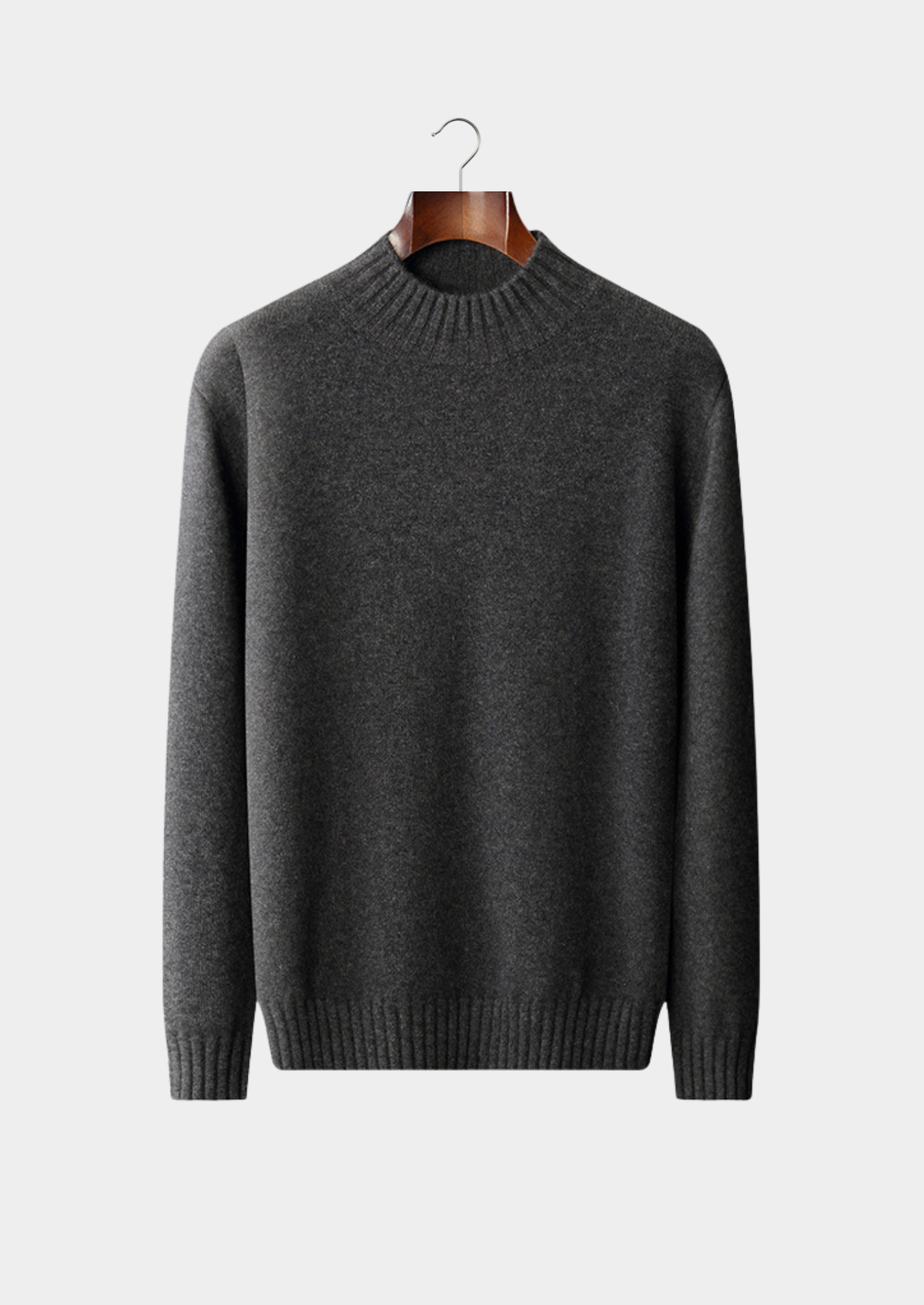 Pure Cashmere Dark Gray Mockneck Sweater | Portovelli