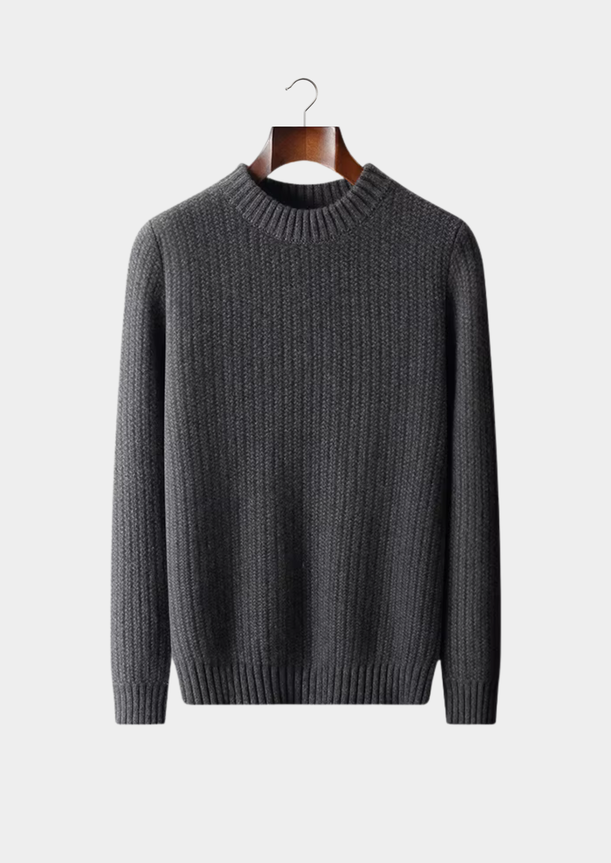 Pure Cashmere Dark Gray Heavyweight Crewneck | Portovelli