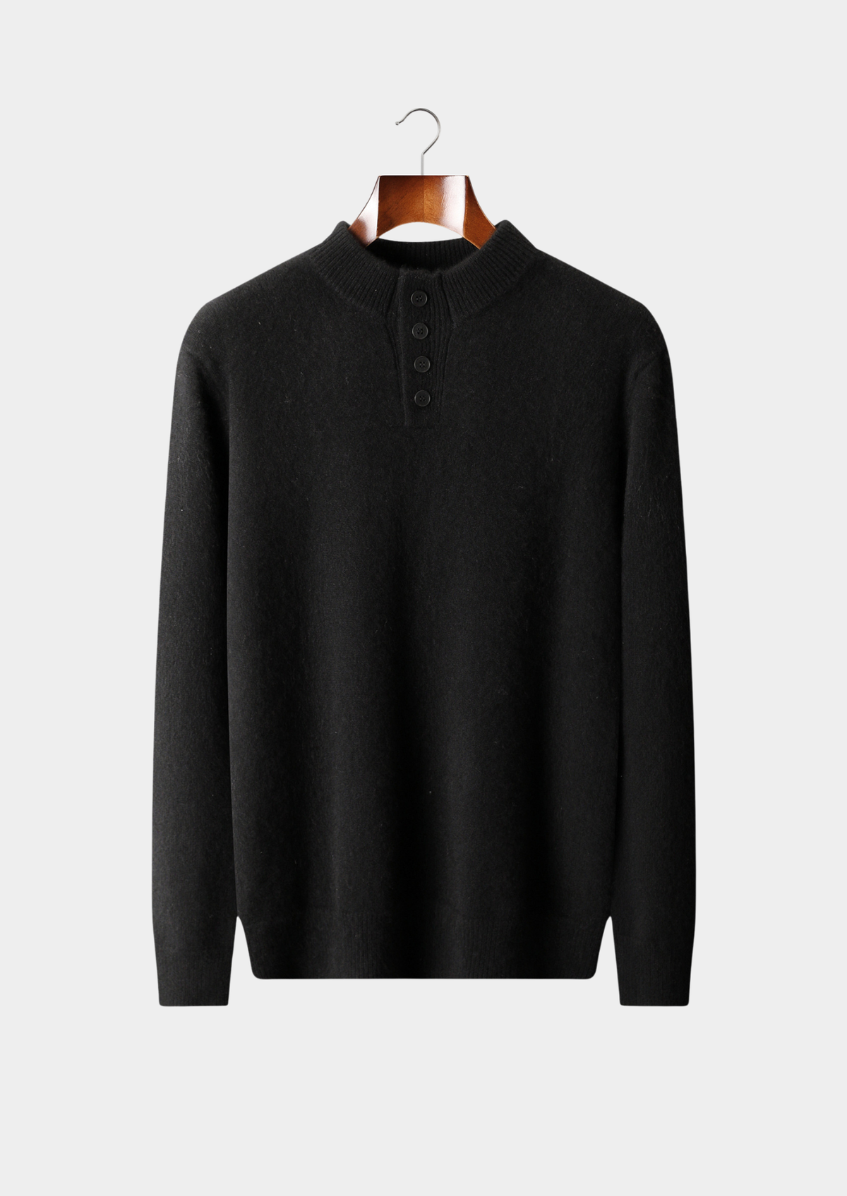 Pure Cashmere Black Button Sweater | Portovelli