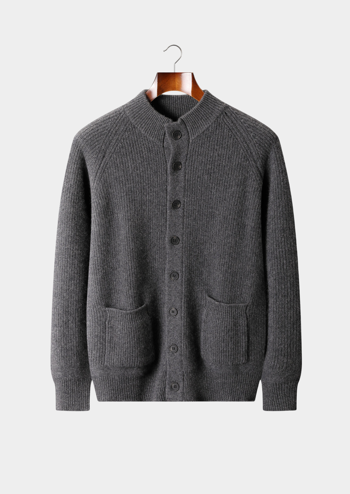 Pure Cashmere Dark Gray Button Overshirt | Portovelli