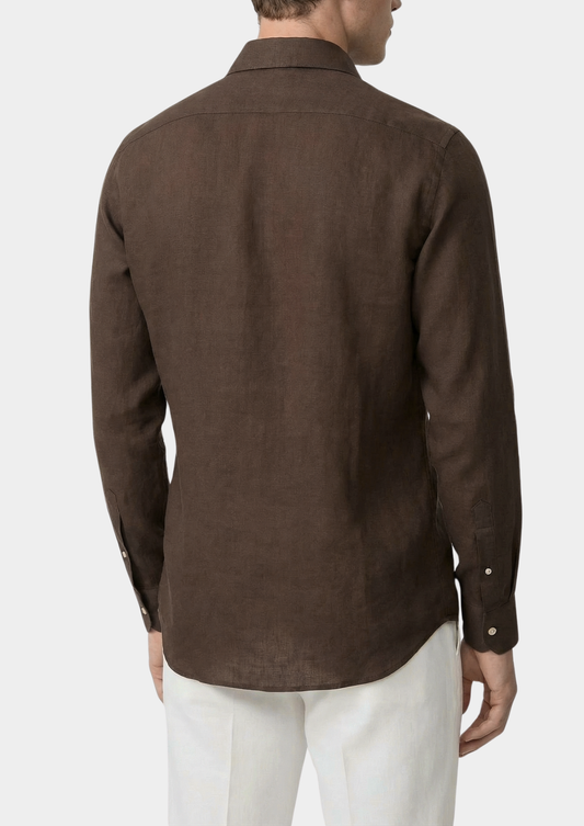 Portofino Coastal Shirt - Dark Brown | Portovelli