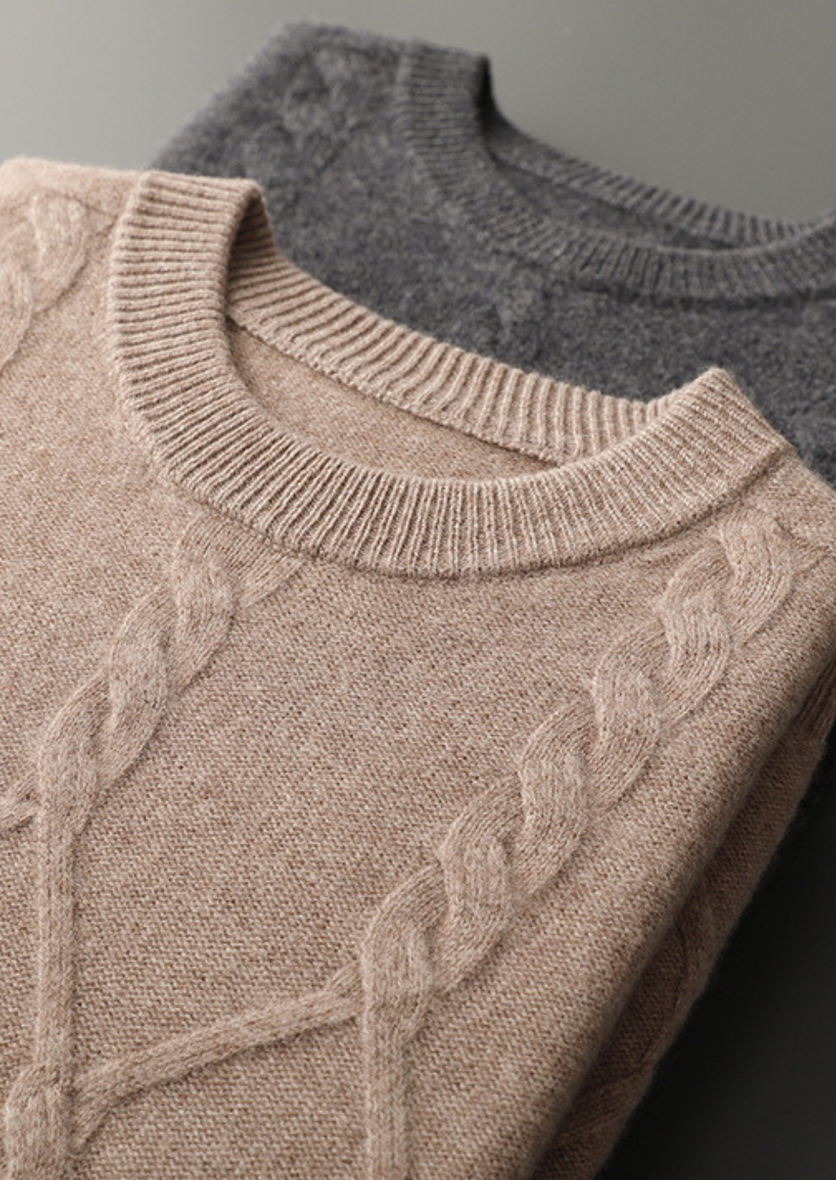 Pure Extra-Fine Merino Wool Cable Crewneck | Portovelli