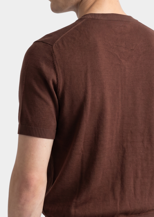 Essential Coffee Knitted Crewneck T-Shirt | Portovelli