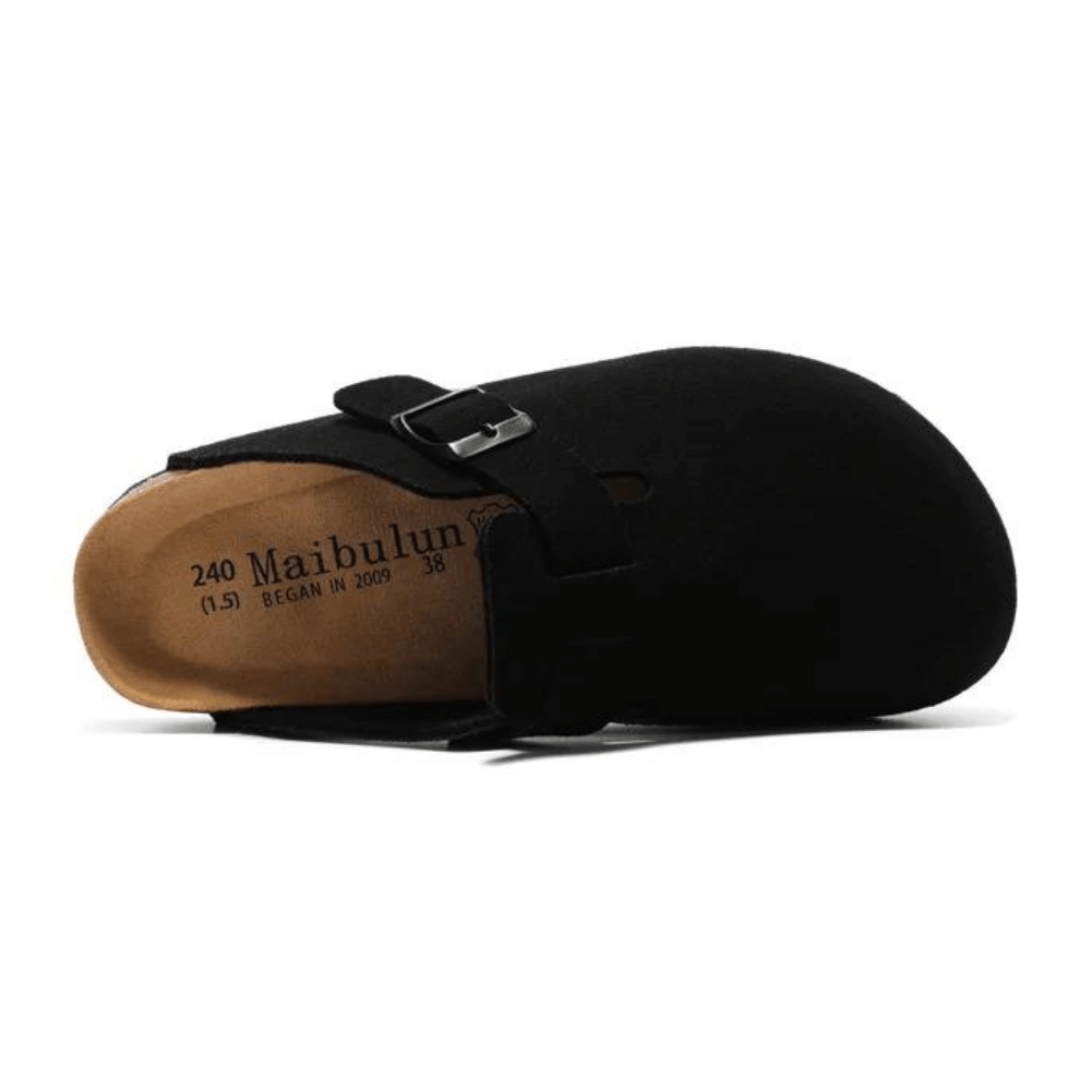 Portovelli Suede Boston Clogs - Black
