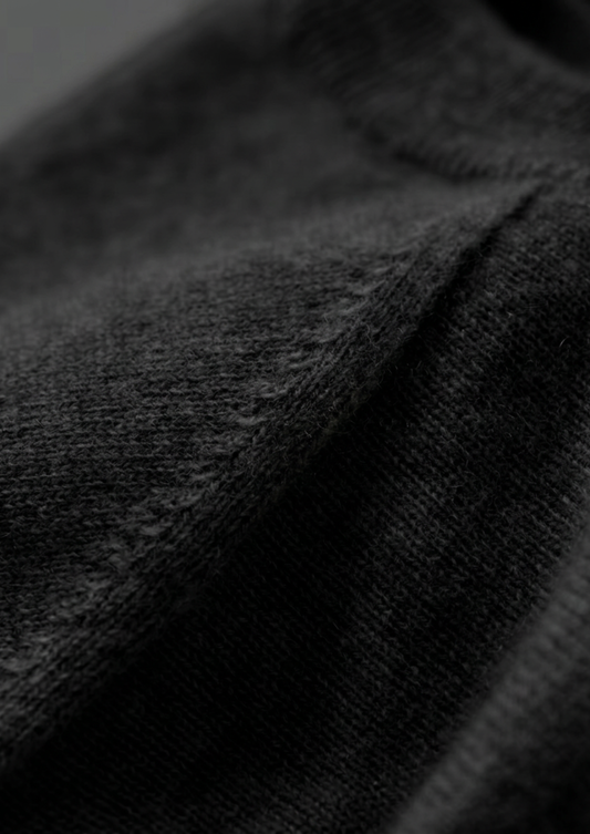 Premium Cashmere Classic Crewneck T-Shirt - Black | Portovelli