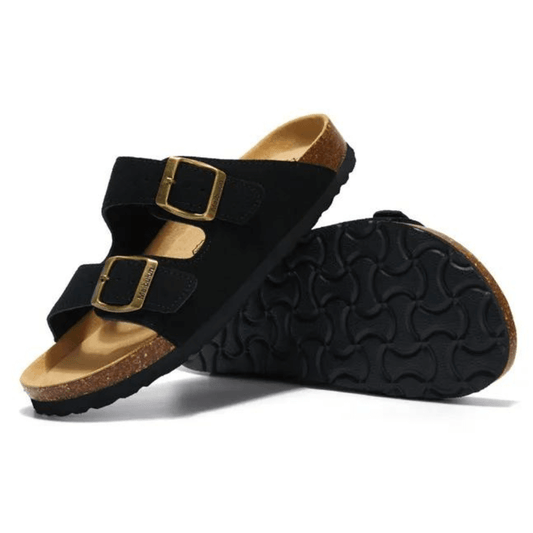 Maibulun Suede Arizona Sandals - Black | Portovelli