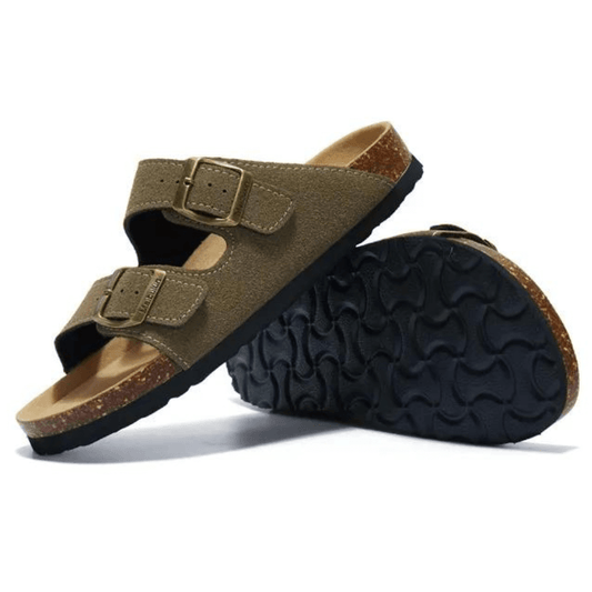 Maibulun Suede Arizona Sandals - Moss Green | Portovelli