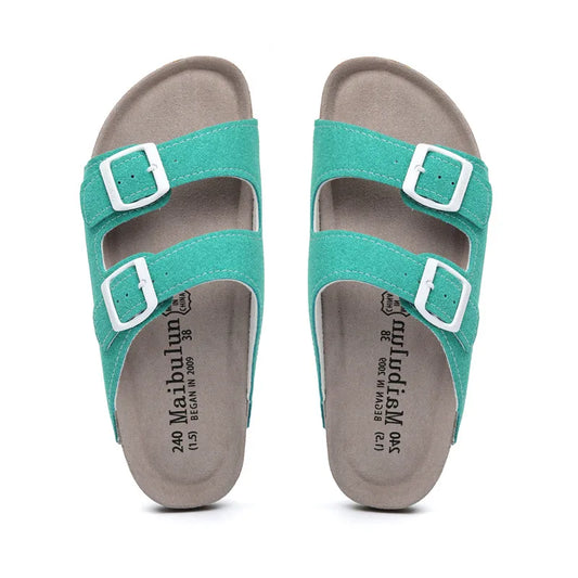 Maibulun Suede Arizona Sandals - Aqua | Portovelli