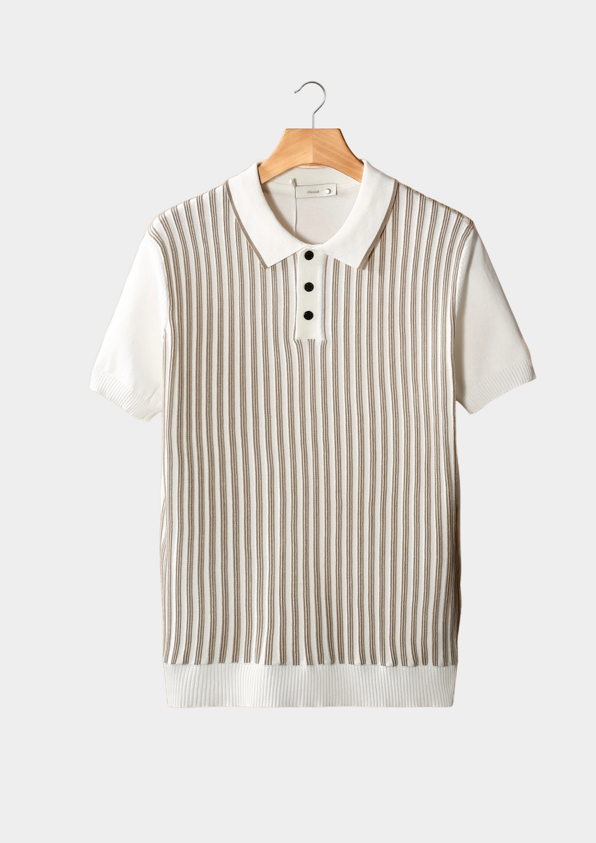 White Vertical Striped Polo | Portovelli