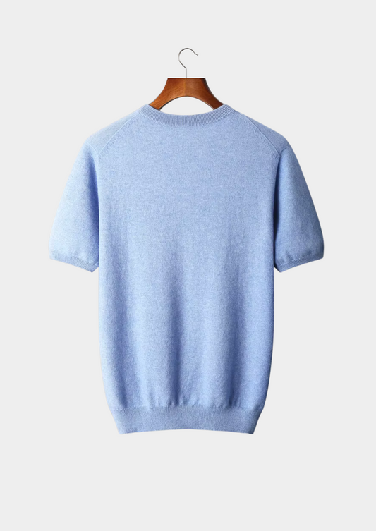 Premium Cashmere Classic Crewneck T-Shirt - Light Blue | Portovelli