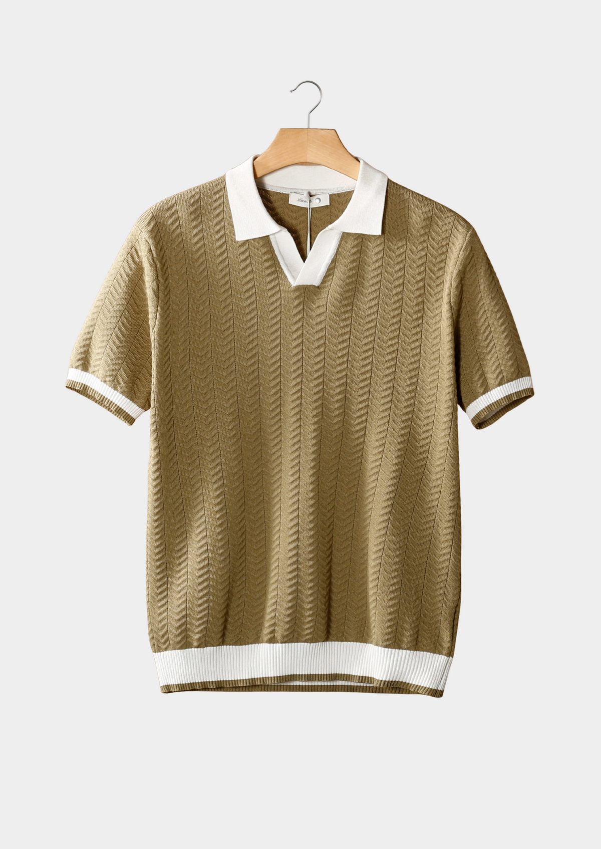 Almond Contrast Textured Polo | Portovelli