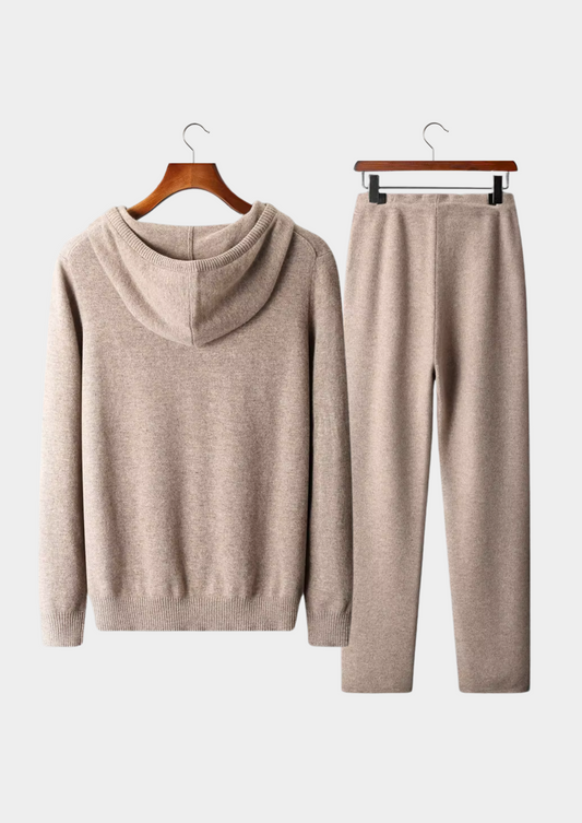 Pure Extra-Fine Merino Wool Beige Savro Set | Portovelli