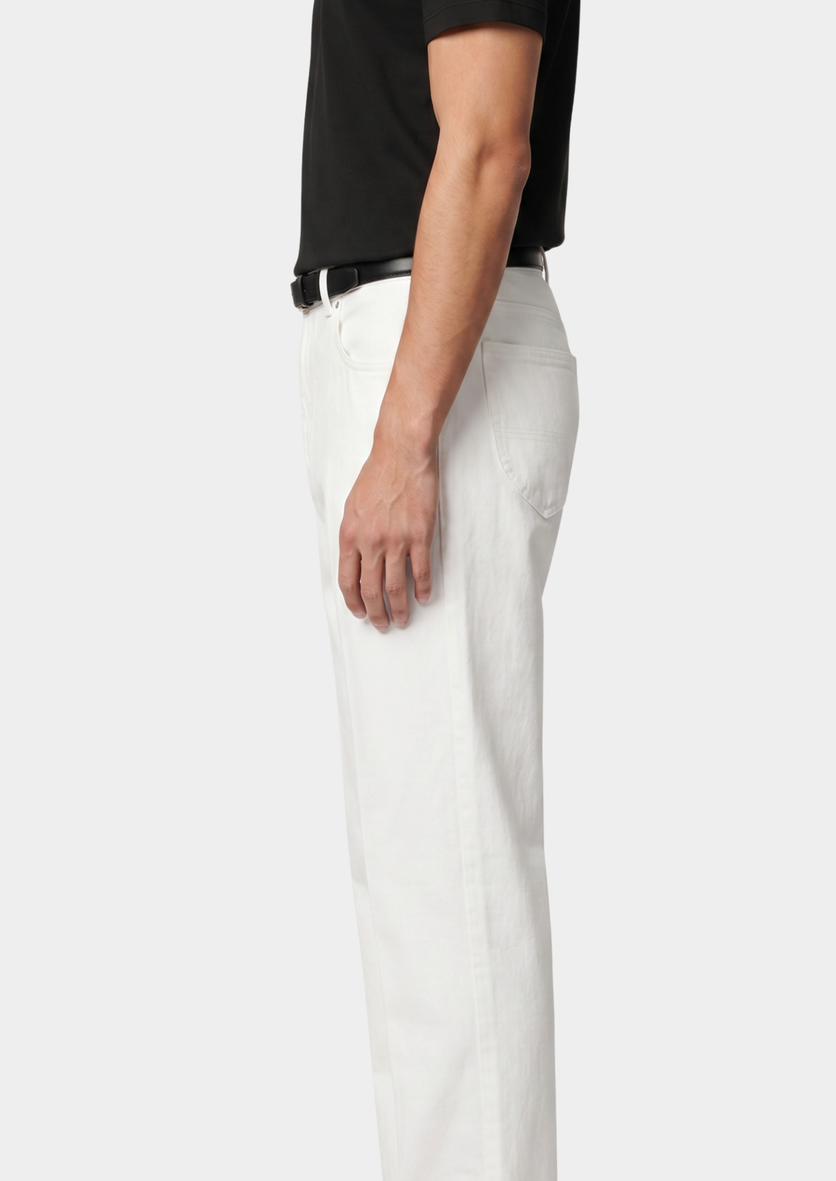 Essential White Straight Leg Denim Trousers | Portovelli