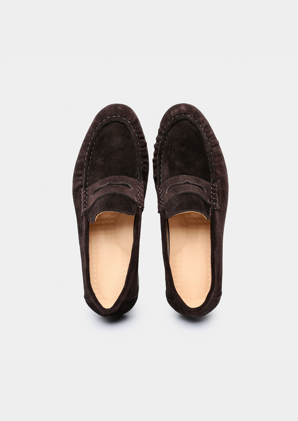 Coffee Classic Penny Suede Loafers | Portovelli