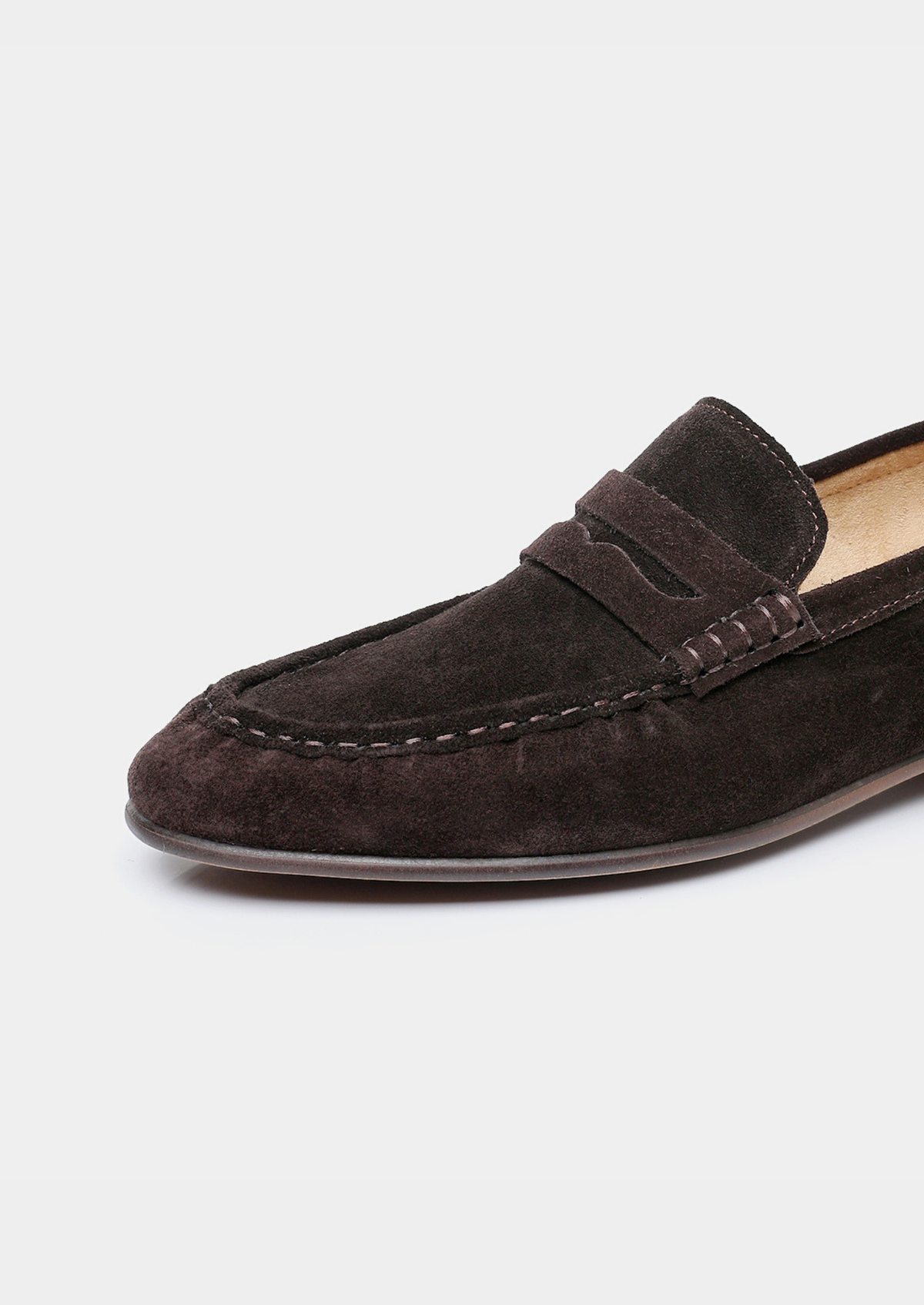 Coffee Classic Penny Suede Loafers | Portovelli