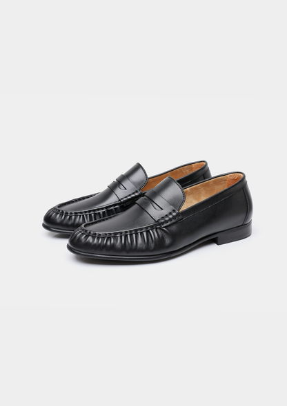 Black Classic Penny Leather Loafers | Portovelli
