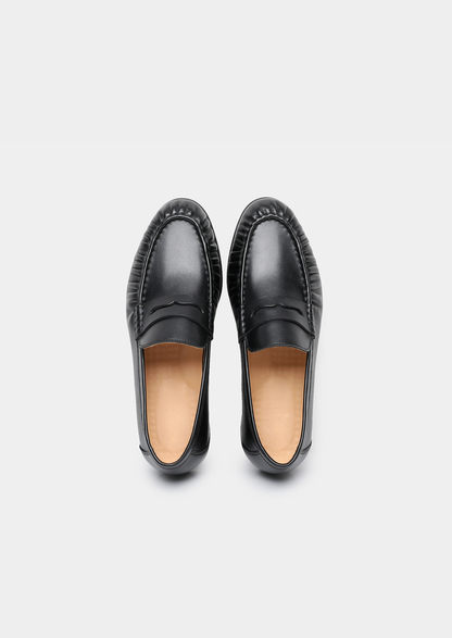 Black Classic Penny Leather Loafers | Portovelli