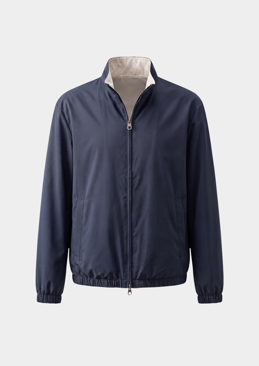 Navy Blue Technical Windbreaker Jacket | Portovelli