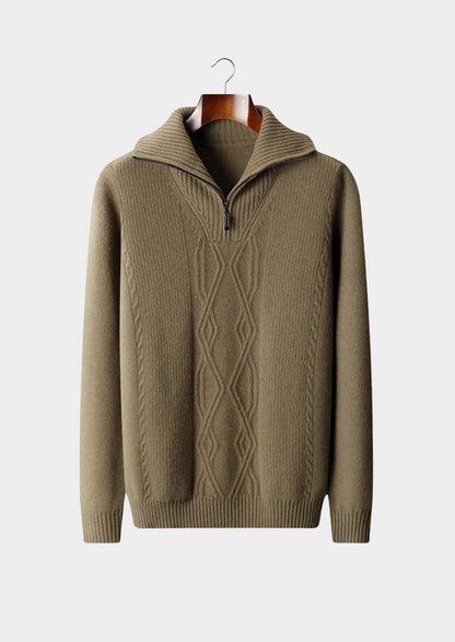 Pure Extra-Fine Merino Wool Half Zip Sweater | Portovelli