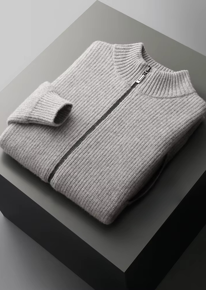 Pure Extra-Fine Merino Wool Ribbed Cardigan | Portovelli