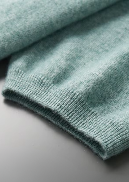 Premium Cashmere Classic Crewneck T-Shirt - Verdant Slate | Portovelli