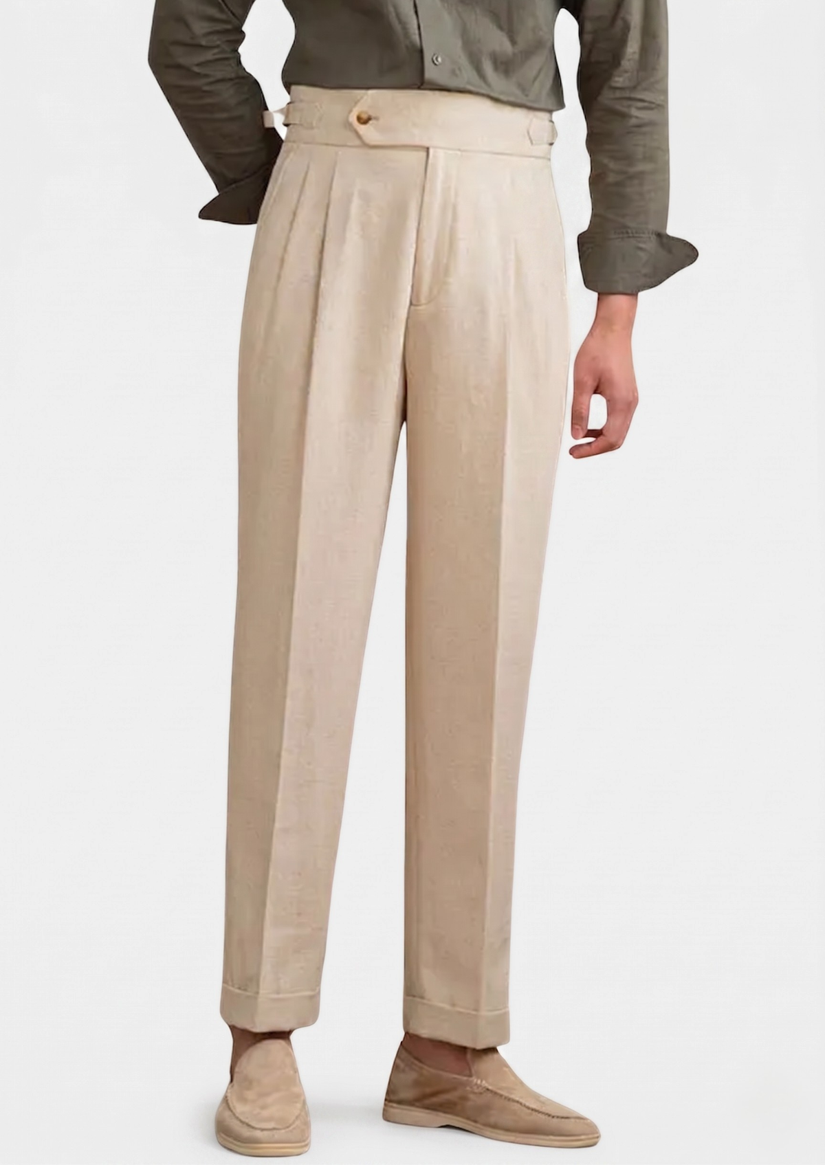 Napoli Pleated Coastal Trousers - Sand | Portovelli