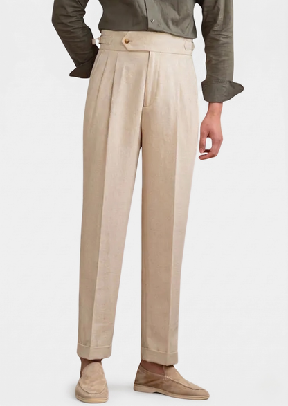 Napoli Pleated Coastal Trousers - Sand | Portovelli