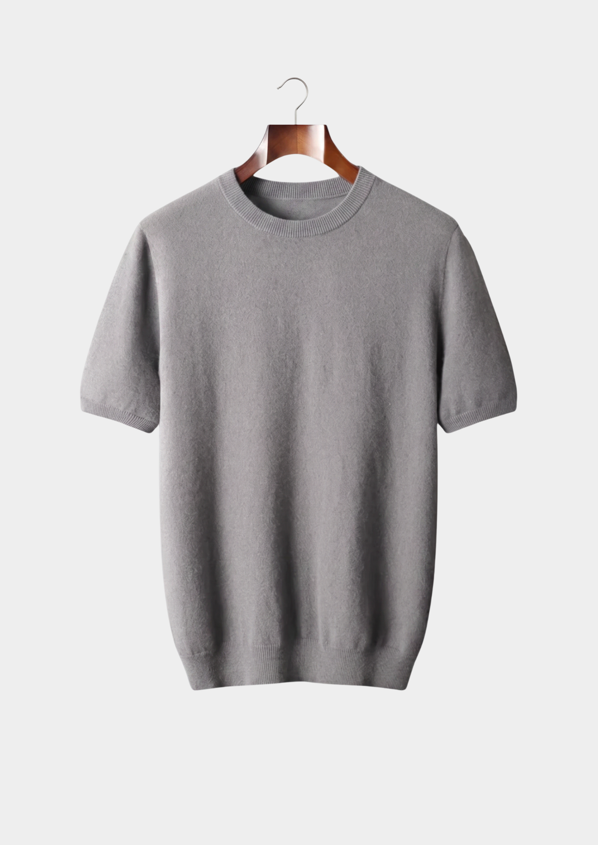 Premium Cashmere Classic Crewneck T-Shirt - Ashen Truffle | Portovelli