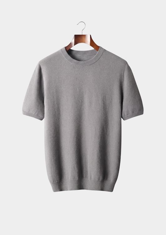 Premium Cashmere Classic Crewneck T-Shirt - Ashen Truffle | Portovelli