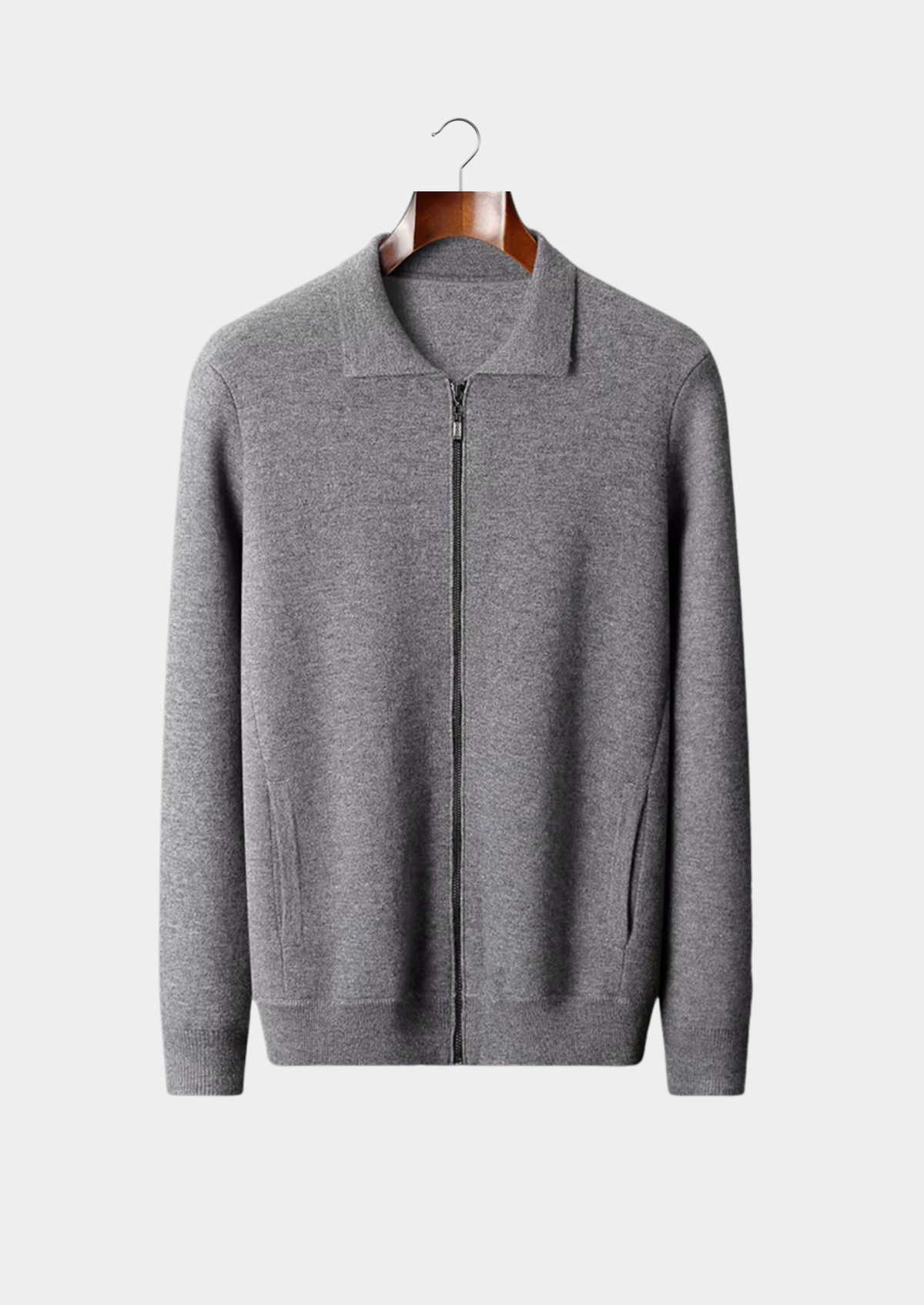 Pure Extra-Fine Merino Wool Polo Zip Cardigan | Portovelli