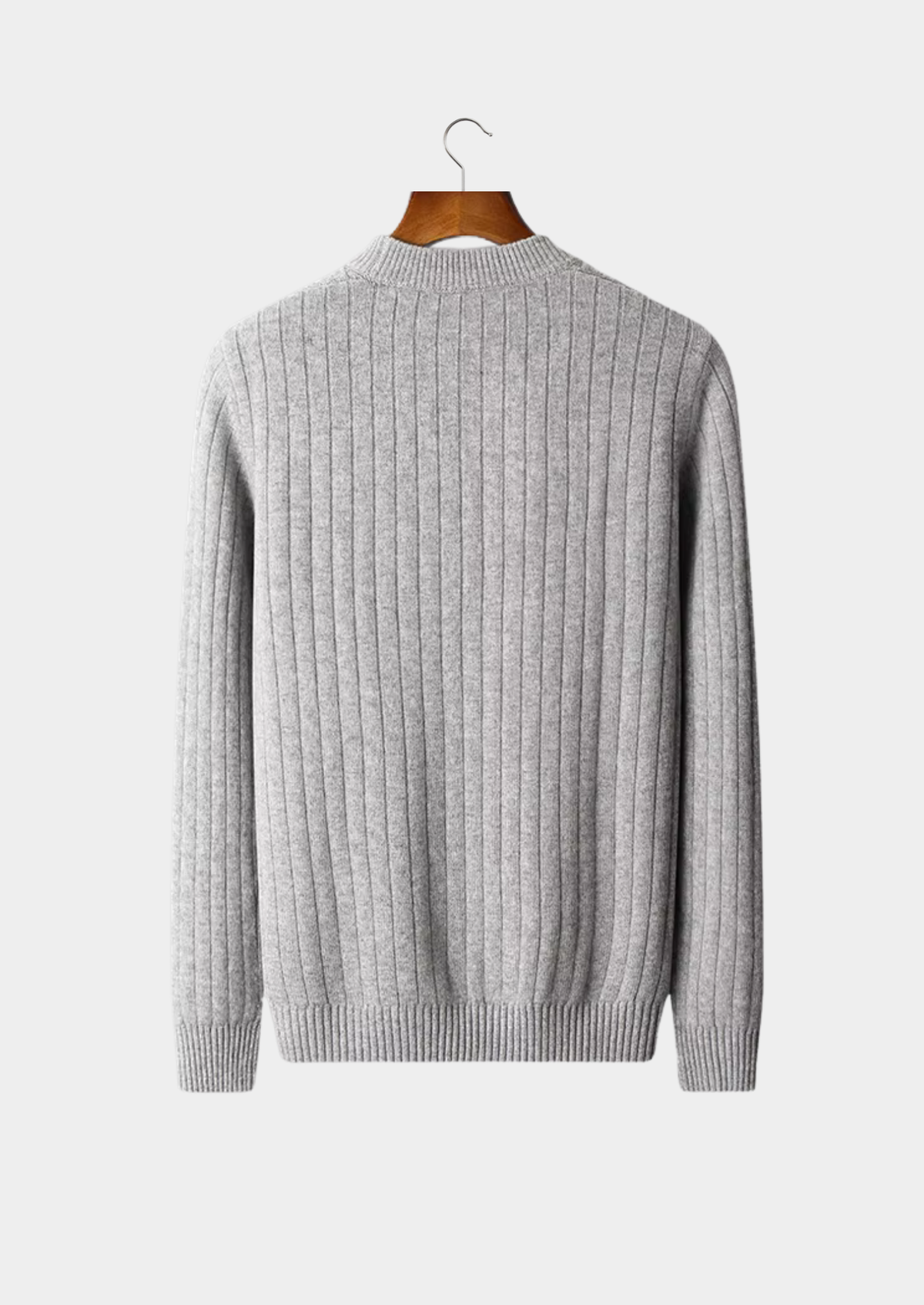 Pure Extra-Fine Merino Wool Herringbone Crewneck | Portovelli