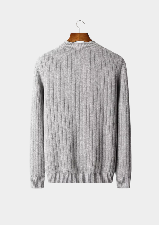 Pure Extra-Fine Merino Wool Herringbone Crewneck | Portovelli