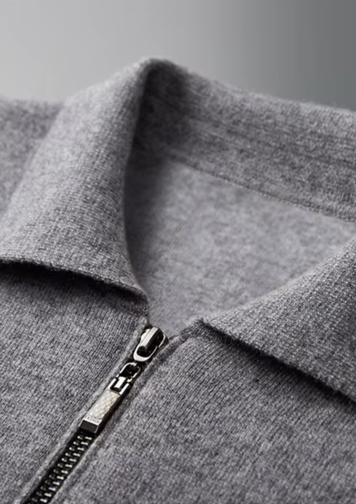 Pure Extra-Fine Merino Wool Polo Zip Cardigan | Portovelli